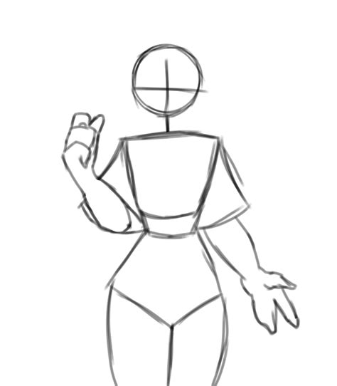 If youre drawing a male character, draw a horizontal line under the guideline you made that stops near the side of the head. . How to draw a body base